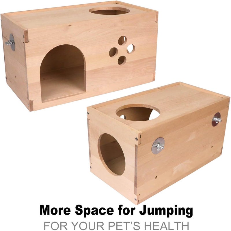 YKD Chinchilla Wooden House with Ladder - Small Animal Hideout for Squirrel or Sugar Gliders - Ventilated Wooden Chinchilla Hut Hideout with Multiple Doors - Image 3